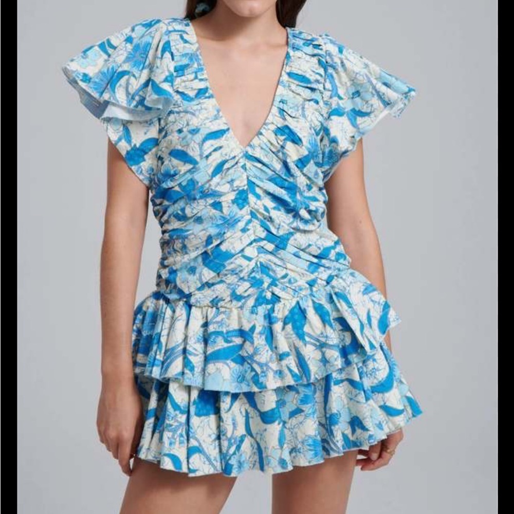 Love The Label Minette Priya Blue Floral Ruffle Dress